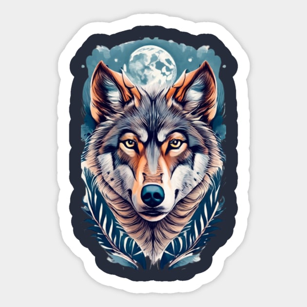 Wolf In Moonlight Sticker by Jo Palmer